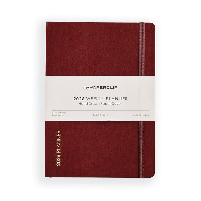 myPAPERCLIP 2026 Weekly Planner – A5 Size (Claret)