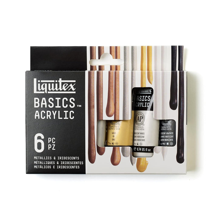 Liquitex Basics Acrylic - Set of 6 Metallic & Iridescentes (22ml)