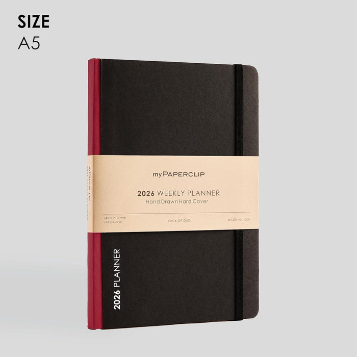 myPAPERCLIP 2026 Weekly Planner – A5 Size (Claret)