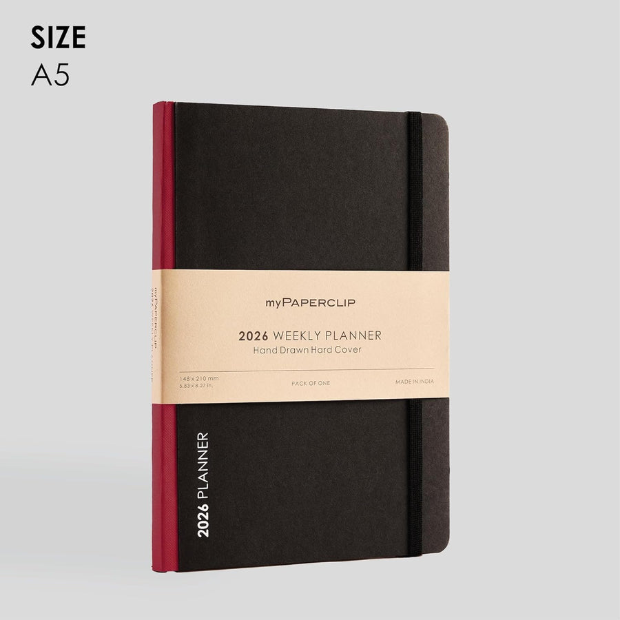 myPAPERCLIP 2026 Weekly Planner – A5 Size (Claret)