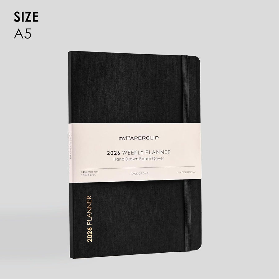 myPAPERCLIP 2026 Weekly Planner – A5 Size (Black)