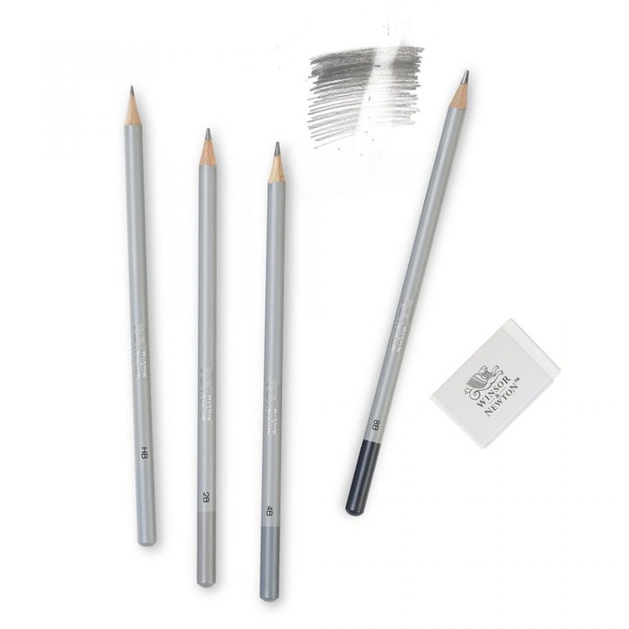 Winsor & Newton Studio Collection Graphite Pencil Soft x5 With Eraser Blister Set (5pc)