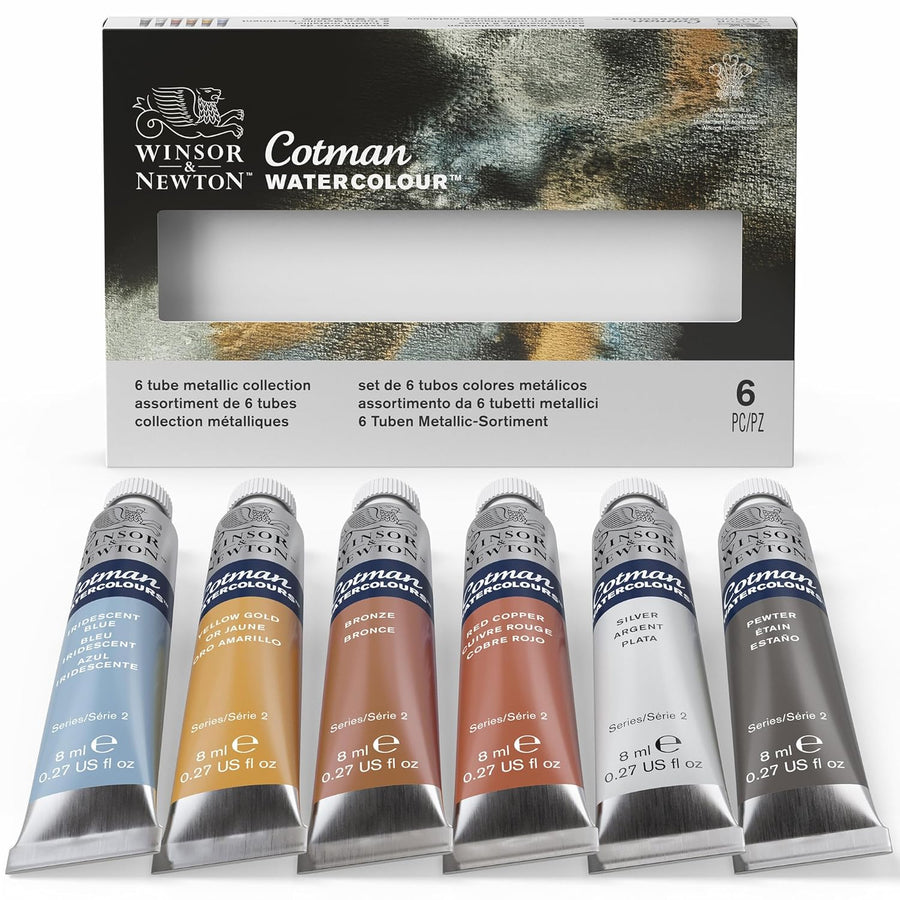 Winsor & Newton Cotman Metallic Colors Watercolor Paint Set 6