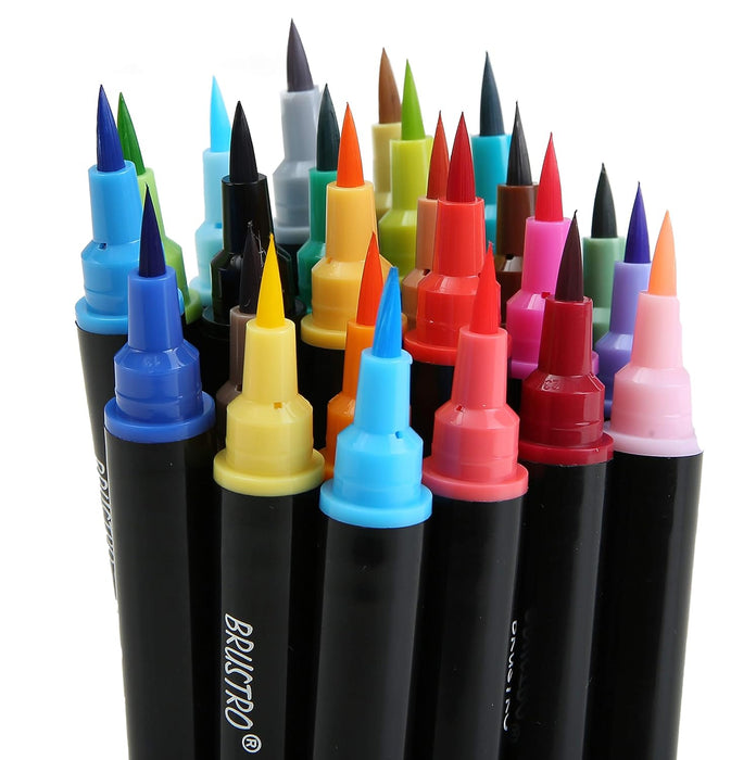 Brustro Colour Brush Pen Set – 12 Pigment-Based Waterproof Pens for Calligraphy & Illustration