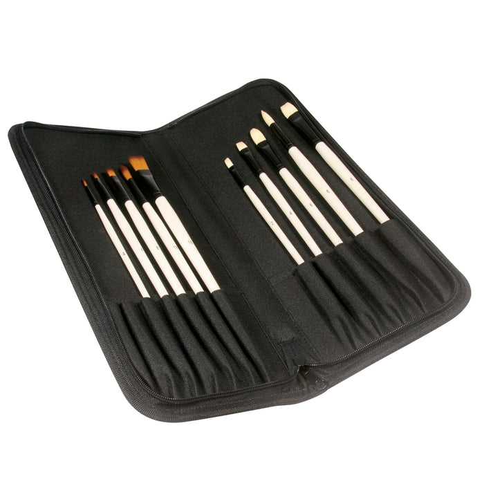 Daler & Rowney Graduate Brush Set – 10 Long Handle Brushes with Zip Case