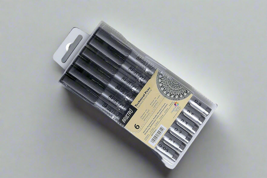 Brustro - Technical Pen Black Assorted Set of 6
