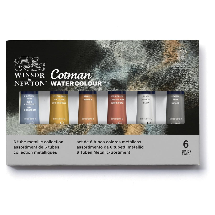 Winsor & Newton Cotman Metallic Colors Watercolor Paint Set 6