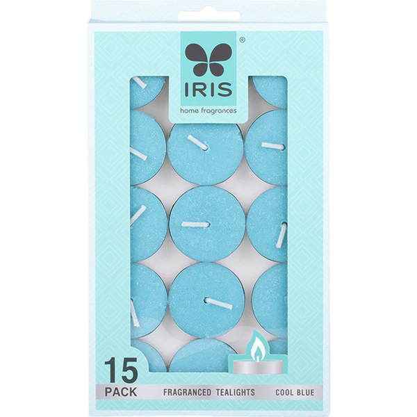 IRIS 15 Pack Fragranced Tealights – Cool Blue