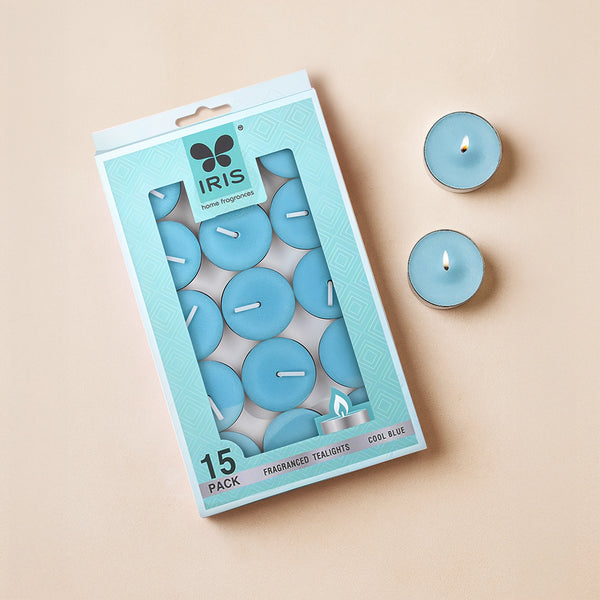 IRIS 15 Pack Fragranced Tealights – Cool Blue