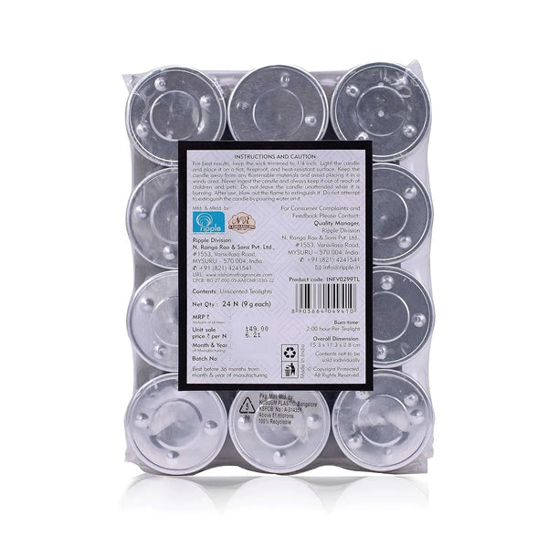 IRIS Pack of 24 Unscented Tealights
