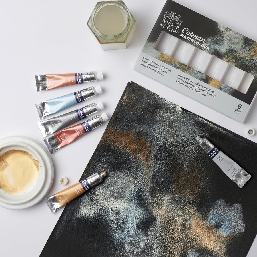 Winsor & Newton Cotman Metallic Colors Watercolor Paint Set 6