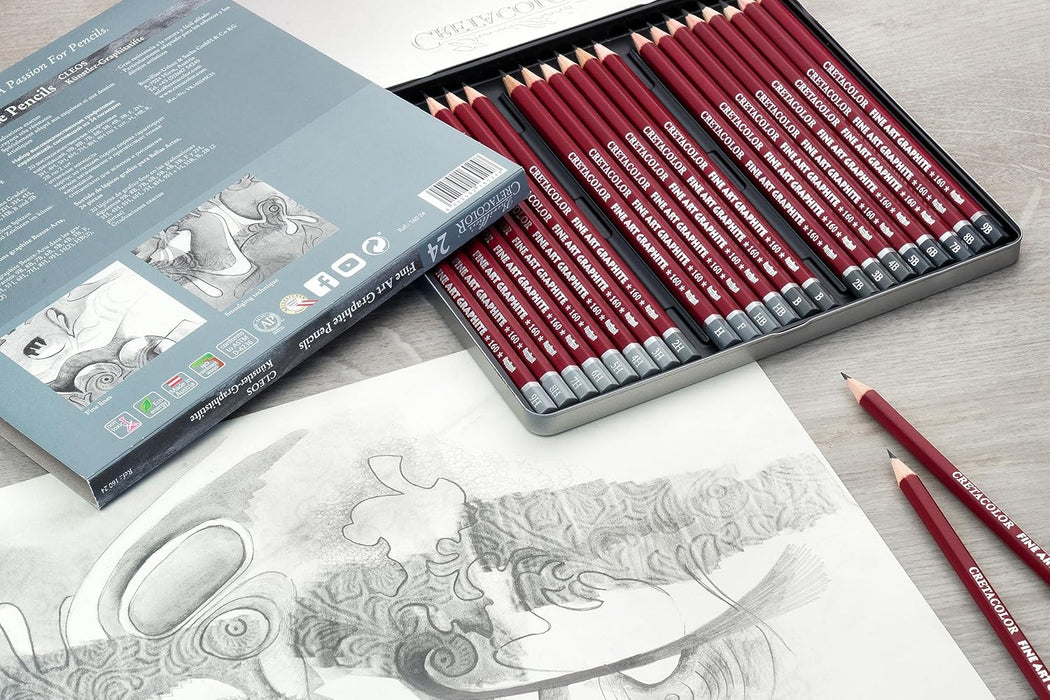 Cretacolor Fine Art Graphite Pencil Set – 24 Pieces