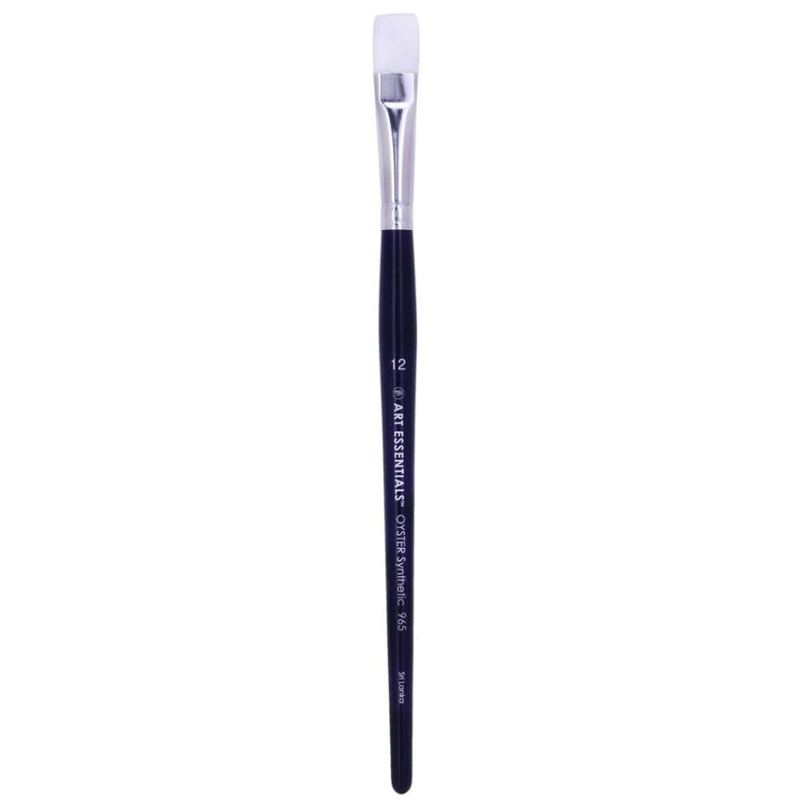 Art Essentials - Oyster White Synthetic Hair Brush - 965 Series - Bright - Short Handle - Size 12