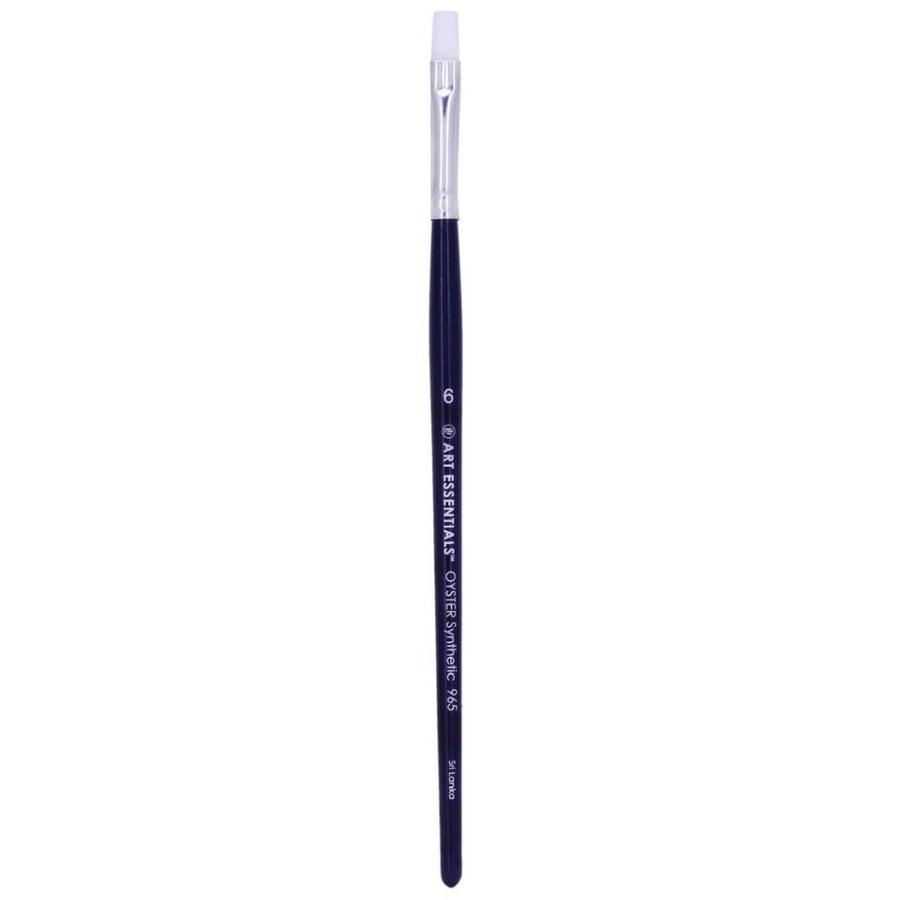 Art Essentials - Oyster White Synthetic Hair Brush - 965 Series - Bright - Short Handle - Size 6