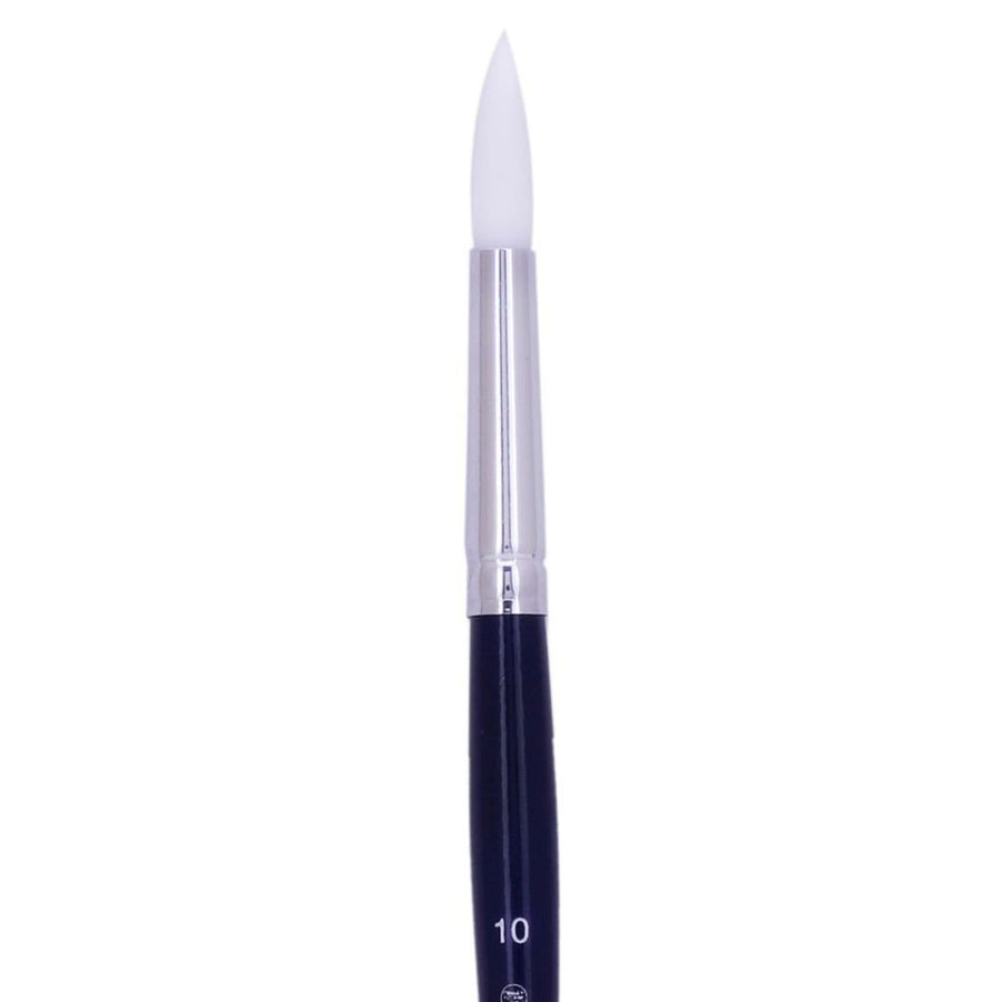 Art Essentials - Oyster White Synthetic Hair Brush - 970 Series - Round - Short Handle - Size 10