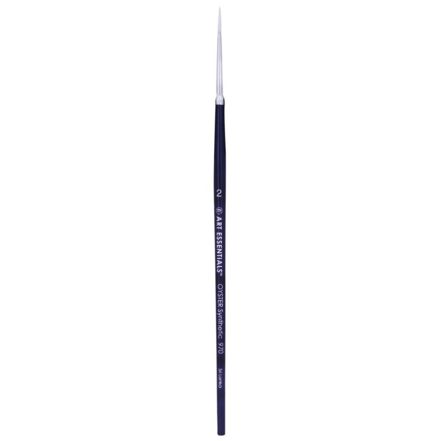 Art Essentials - Oyster White Synthetic Hair Brush - 970 Series - Round - Short Handle - Size 2