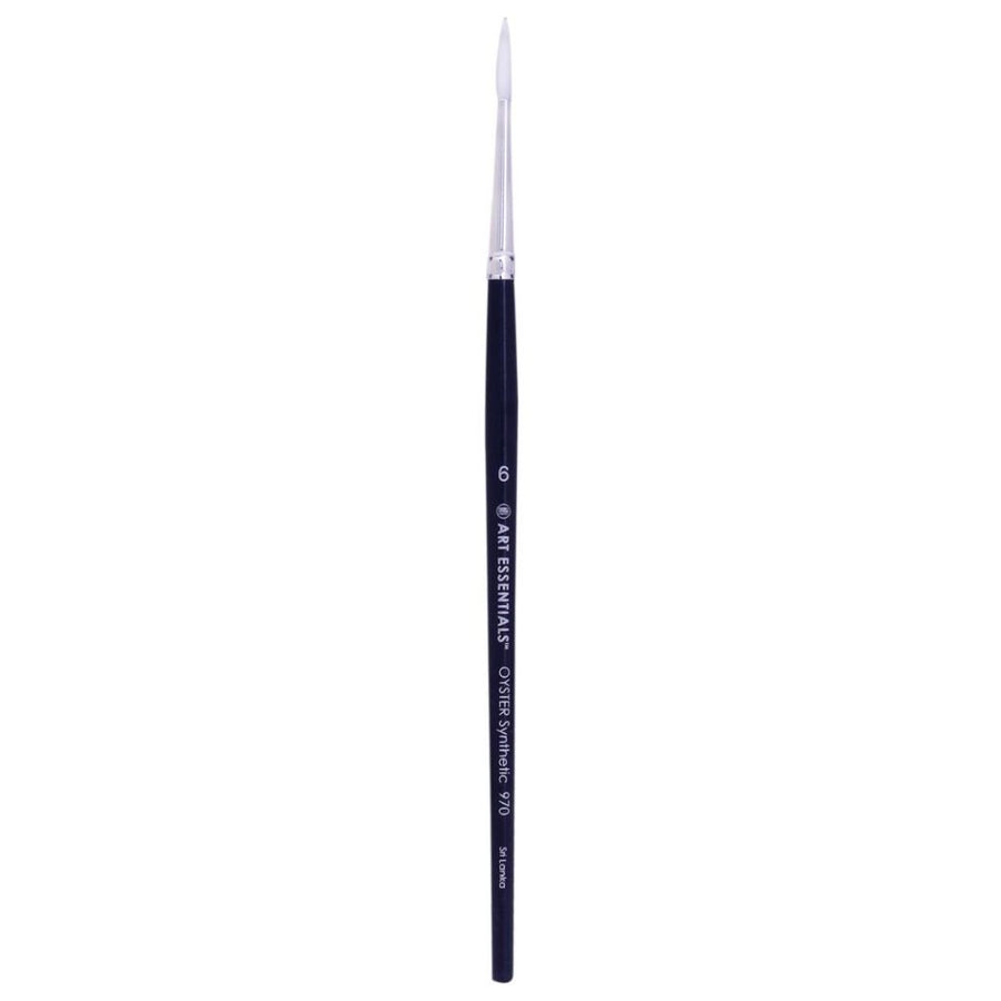 Art Essentials - Oyster White Synthetic Hair Brush - 970 Series - Round - Short Handle - Size 6