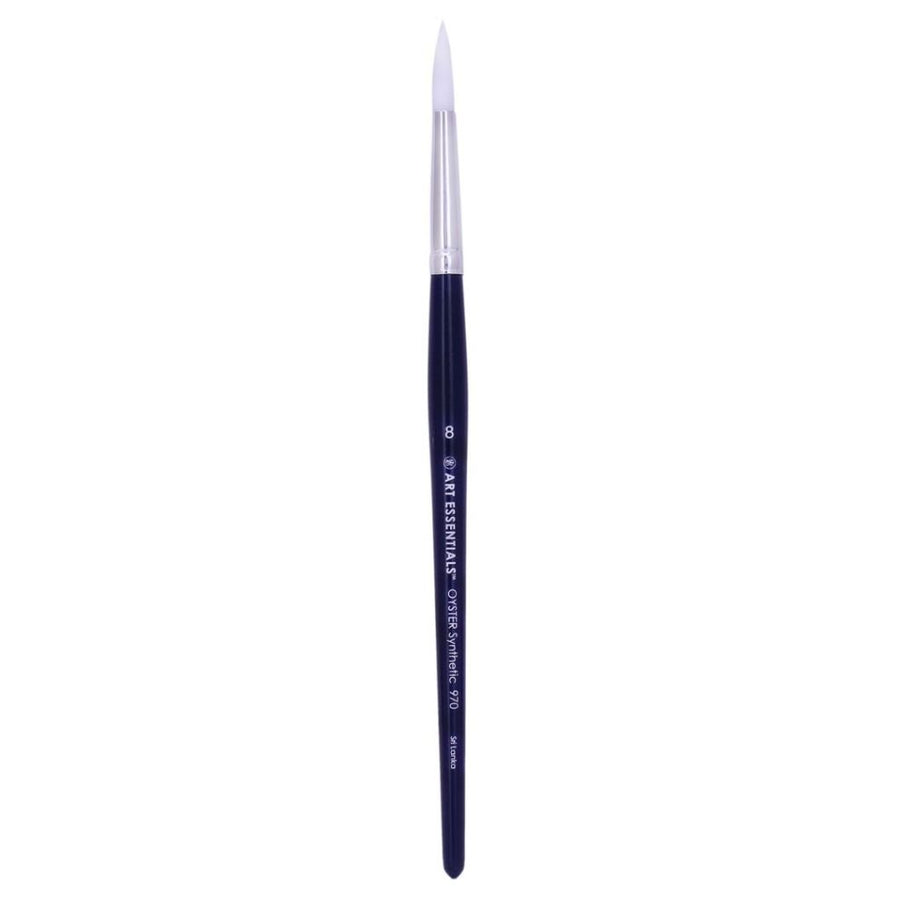 Art Essentials - Oyster White Synthetic Hair Brush - 970 Series - Round - Short Handle - Size 8