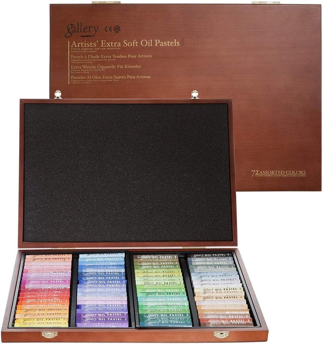 Mungyo Gallery Extra Soft Oil Pastel Wooden Box Set – 72 Assorted Colours