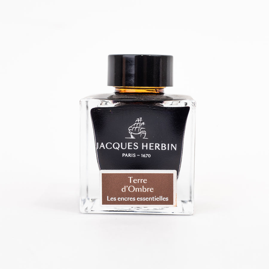 jacques-herbin-essentielles-ink-bottle-(Terre d'Ombre - 50 ML) 13147JT-front-view