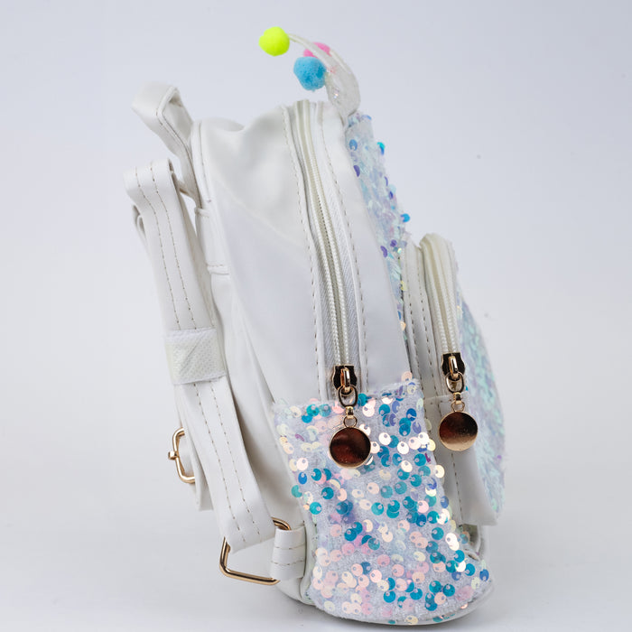 Sequins Mini Backpack for Girls (1793) - White