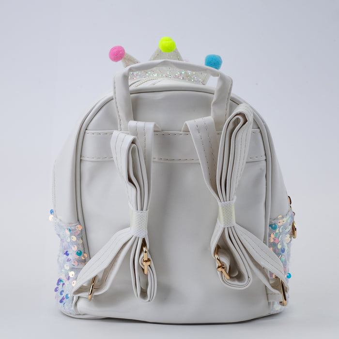 Sequins Mini Backpack for Girls (1793) - White