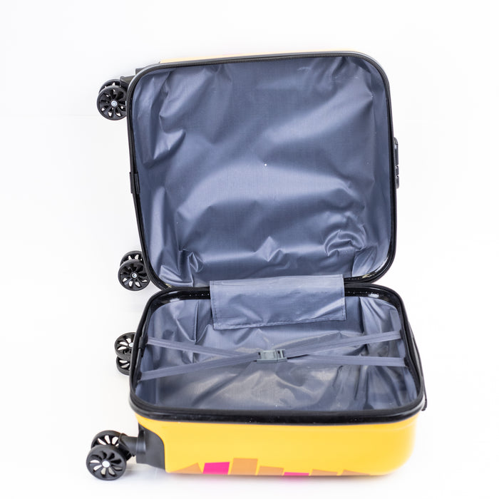 Kids Zoo Lion Printed Hard-Sided Cabin Trolley Bag - Yellow