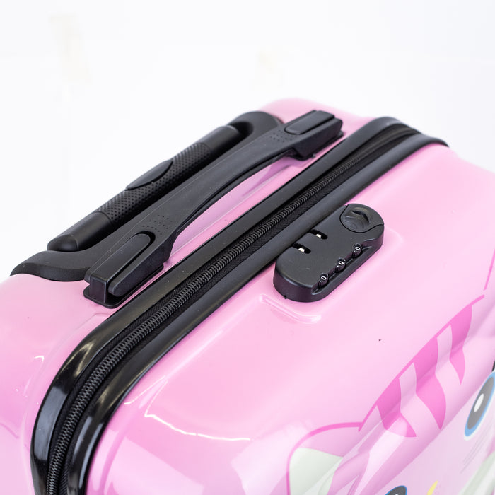 Kids Zoo Cat Printed Hard-Sided Cabin Trolley Bag - Pink