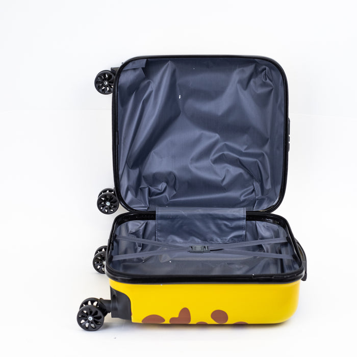 Kids Zoo Giraffe Printed Hard-Sided Cabin Trolley Bag - Yellow