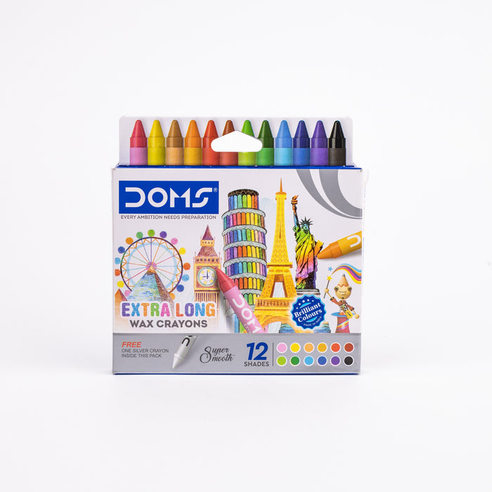 DOMS - Extra Long Wax Crayons - 12 Shades