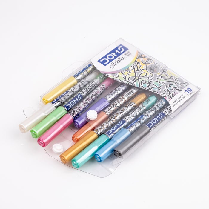 DOMS - Super Soft Tip Metallic Brush Pens - 10 Shades