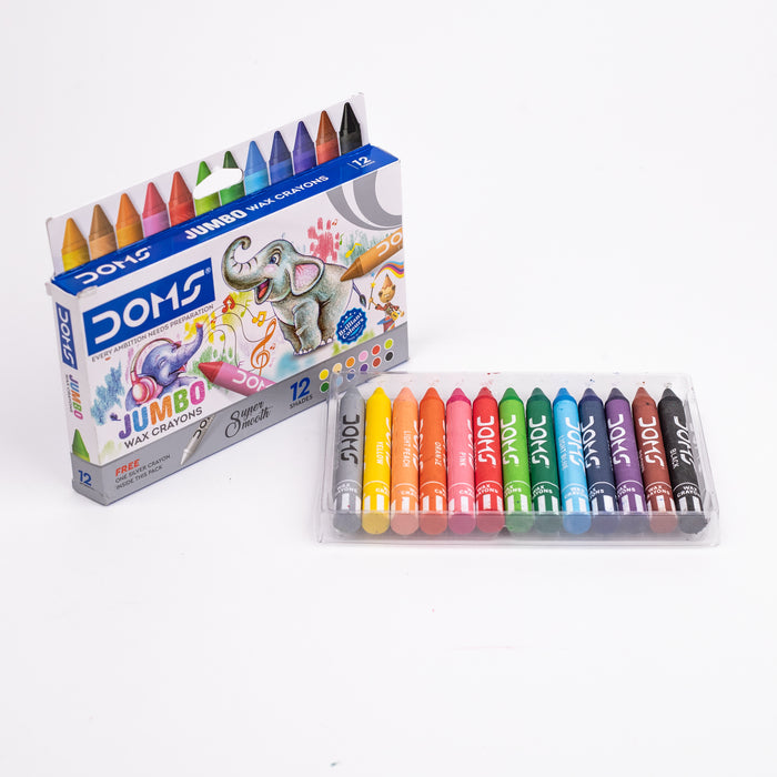 DOMS - Jumbo Super Smooth Wax Crayons - 12 Shades