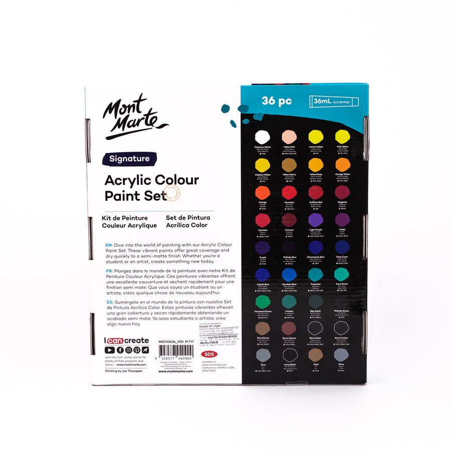 Mont Marte - Acrylic Colour Signature Paint Set 36 (36ml)