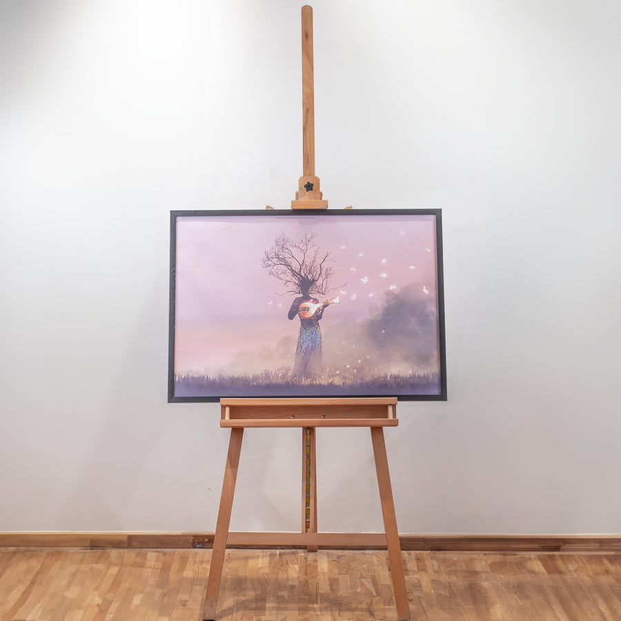 professional-artist-wooden-a-frame-easel-(HPX-S09B)-front-with-canvas