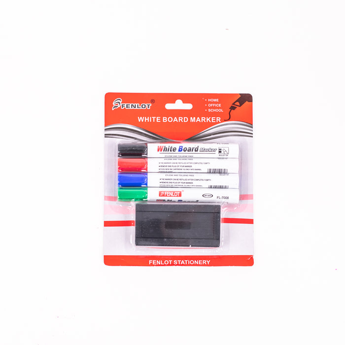 Set of 4 White Board Markers with Eraser