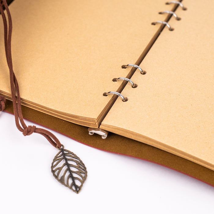Big Size Leather Diary - Leaf Design (Brown)
