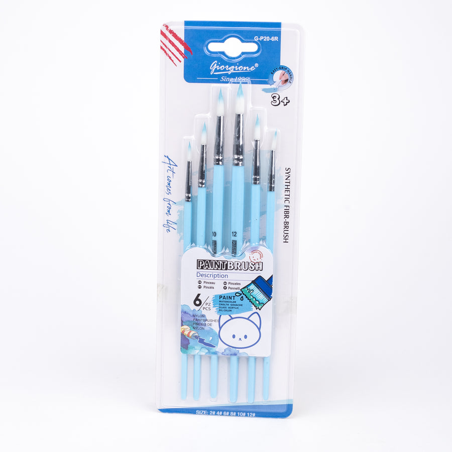 Giorgione Synthetic Round Paint Brush Set of 6 - Blue