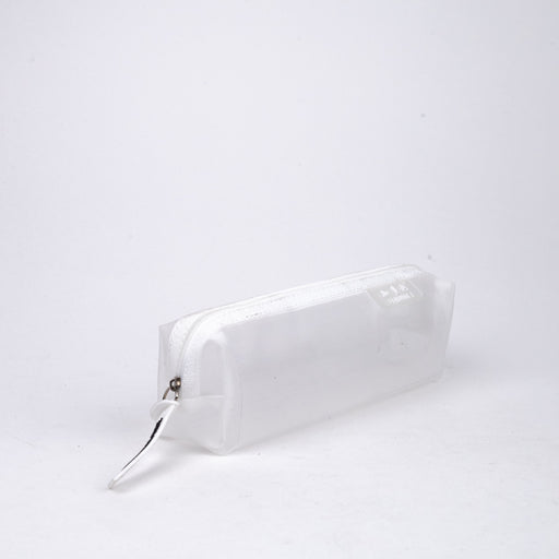 Transparent-multipurpose-pouch-visible-nylon-case -white-round-side-view