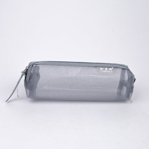Transparent-multipurpose-pouch-visible-nylon-case -gray-round-front