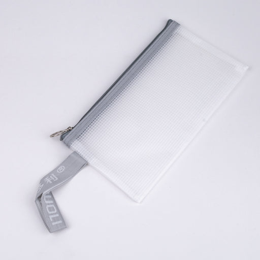 Zipper-pouch-bag-Grey-B6-front-view