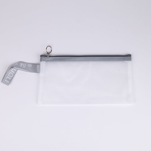 Zipper-pouch-bag-Grey-B6-top-view