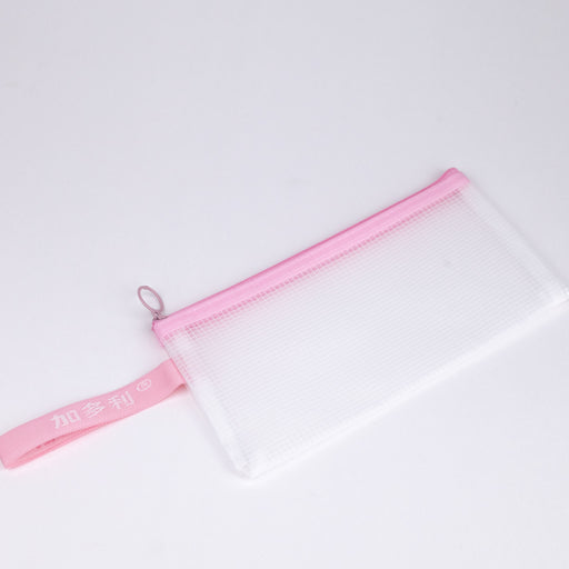 Zipper-pouch-bag-Pink-B6-front-view