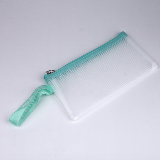 Zipper-pouch-bag-light-green-B6-front-view