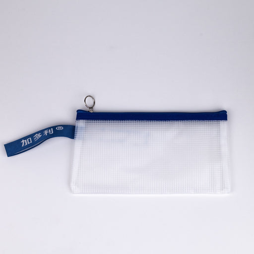 Zipper-pouch-bag-blue-B6-top-view