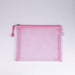 Mesh-nylon-zip-up-multipurpose-pouch-pink-A5-top-view