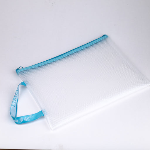 Zipper-pouch-bag-light-blue-A4-front-view