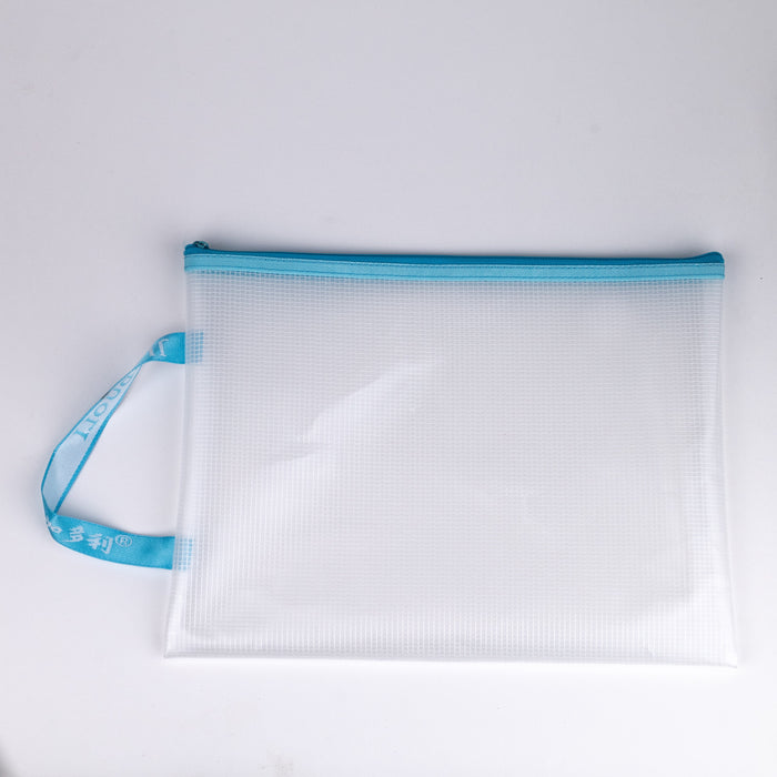 Zipper-pouch-bag-light-blue-A4-top-view