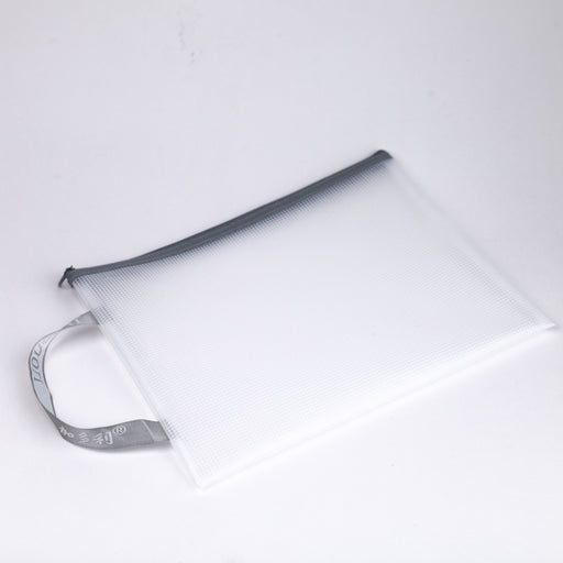 Zipper-pouch-bag- grey-A4-front-view