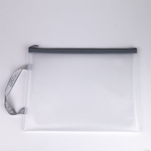 Zipper-pouch-bag- grey-A4-top-view