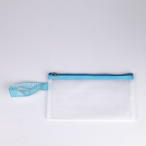 Zipper-pouch-bag-light-blue-B6-top-view